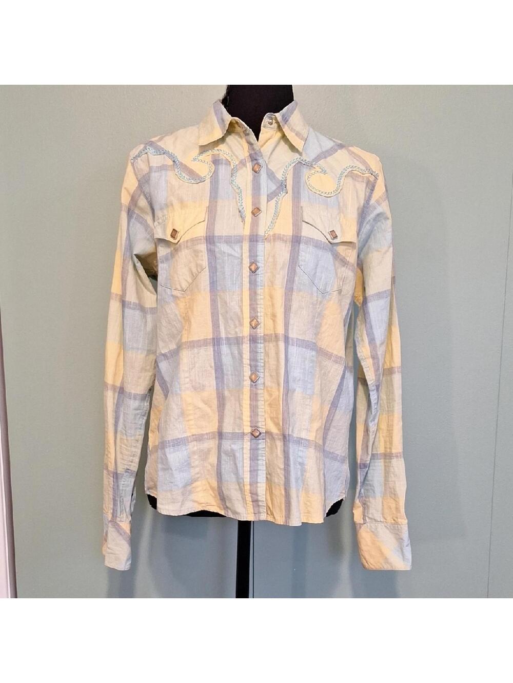 Vintage Classic Western Rodeo Button Up Long Sleeve Top Size Medium